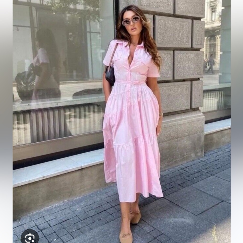 Elegant Pink Midi Dress